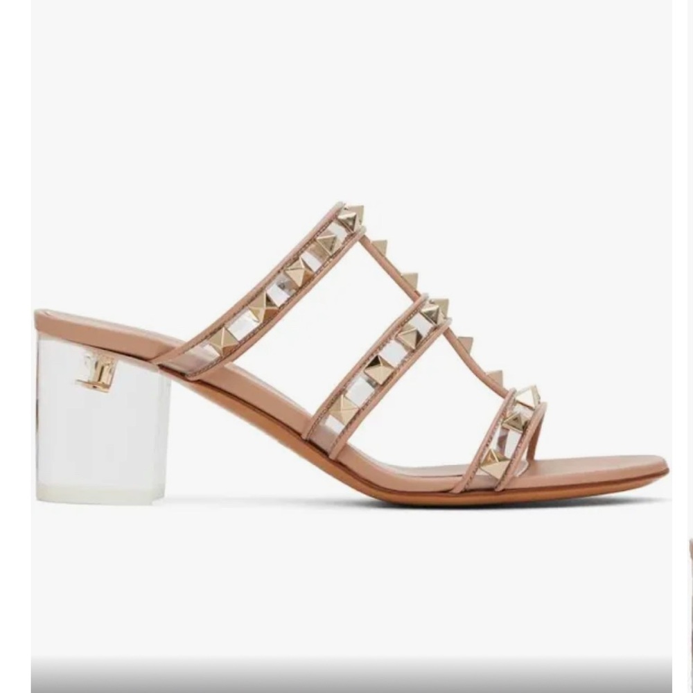 Authentic Valentino Rockstud Sandals Transparent Polymer and Nappa Leather 39.5